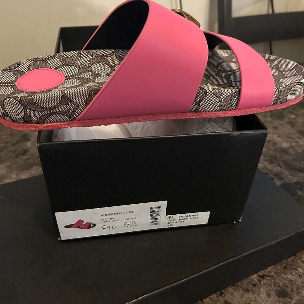 Addison leather Pink coach sandals